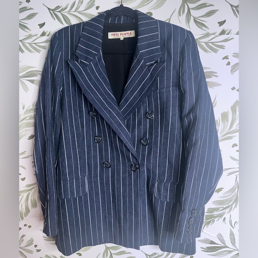 FREE PEOPLE Pinstripe Ashby Blazer - Picture 2 of 9